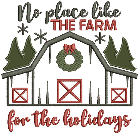 No Place Like The Farm For The Holidays Christmas Applique Machine Embroidery Design Digitized Pattern