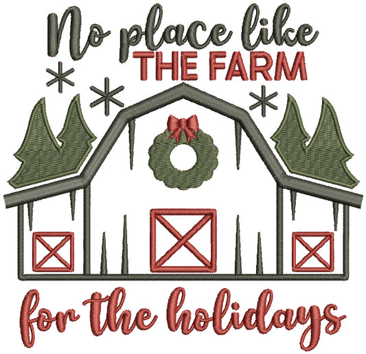 No Place Like The Farm For The Holidays Christmas Filled Machine Embroidery Design Digitized Pattern