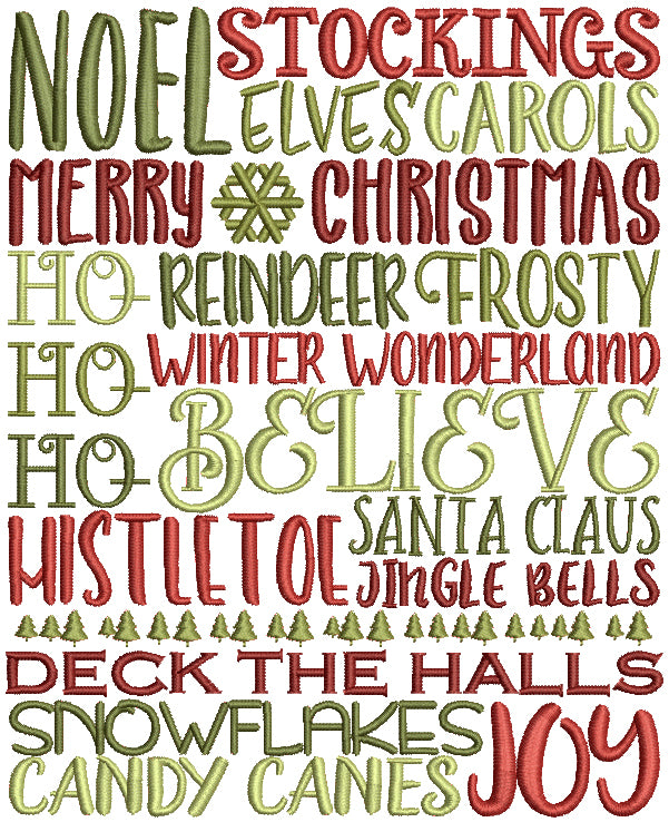 Noel Stockings Elves Carols Merry Christmas Filled Machine Embroidery Design Digitized Pattern