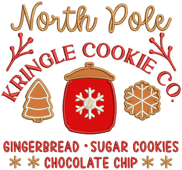 North Pole Kringle Cookie Co Gingerbread Sugar Cookies Christmas Applique Machine Embroidery Design Digitized Pattern