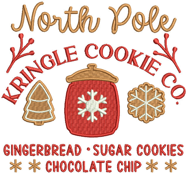 North Pole Kringle Cookie Co Gingerbread Sugar Cookies Christmas Filled Machine Embroidery Design Digitized Pattern