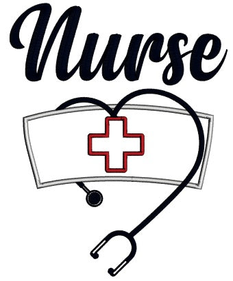 Nurse Red Cross And Stethoscope Applique Machine Embroidery Design Digitized Pattern