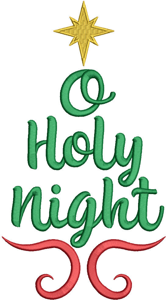 O Holly Night Christmas Filled Machine Embroidery Design Digitized Pattern