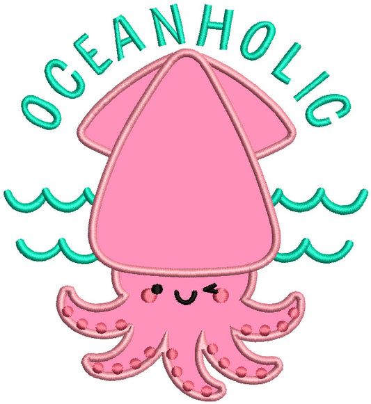 Oceanholic Squid Applique Machine Embroidery Design Digitized Pattern
