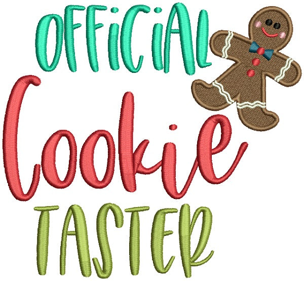 Official Cookie Taster Gingerbread Man Filled Christmas Machine Embroidery Design Digitized Pattern