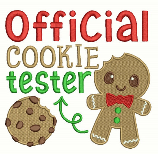 Official Cookie Tester Gingerbread Man Christmas Filled Machine Embroidery Design Digitized Pattern