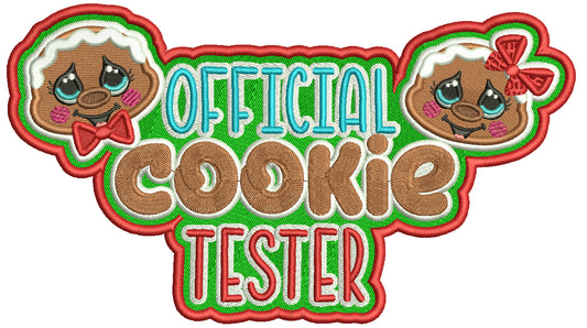 Official Cookie Tester Girl And Boy Gingerbread Man Christmas Filled Machine Embroidery Design Digitized Pattern