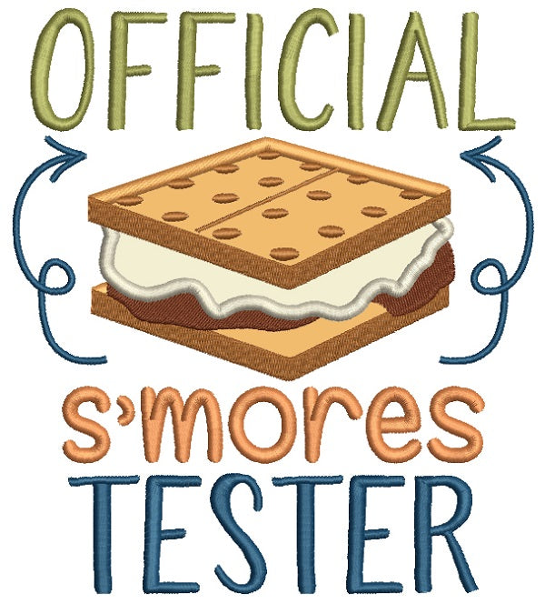Official Smores Tester Applique Machine Embroidery Design Digitized Pattern