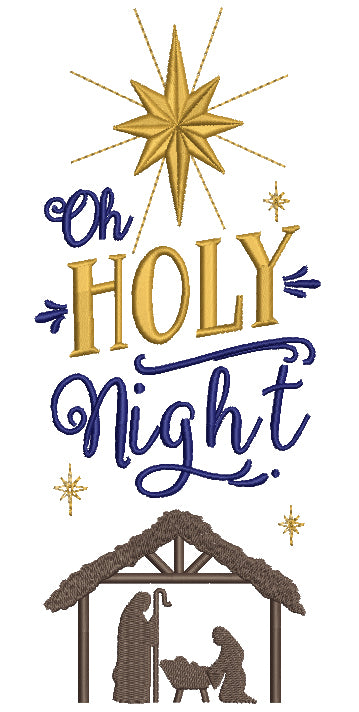 Oh Holy Night Christmas Filled Machine Embroidery Design Digitized Pattern