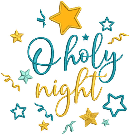 Oh Holy Night Stars Christmas Applique Machine Embroidery Design Digitized Pattern