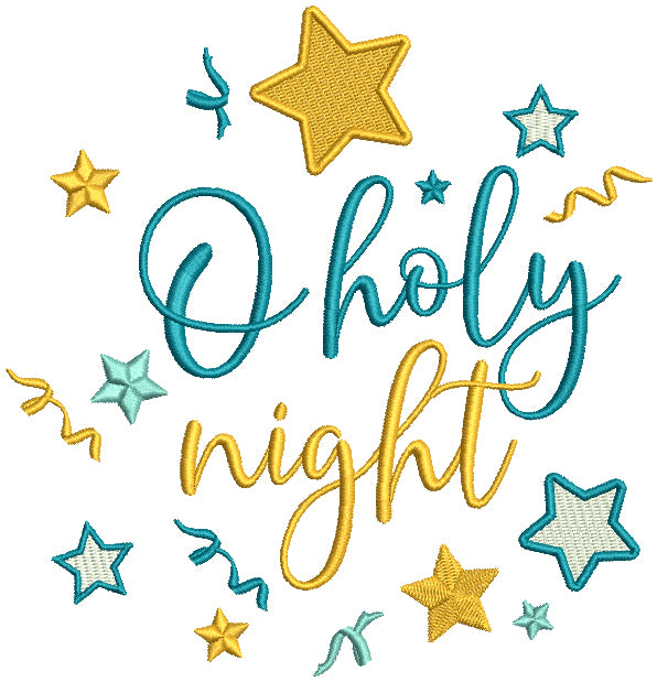 Oh Holy Night Stars Christmas Filled Machine Embroidery Design Digitized Pattern