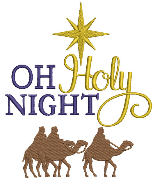 Oh Holy Night With Camels Christmas Filled Machine Embroidery Design Digitized Pattern