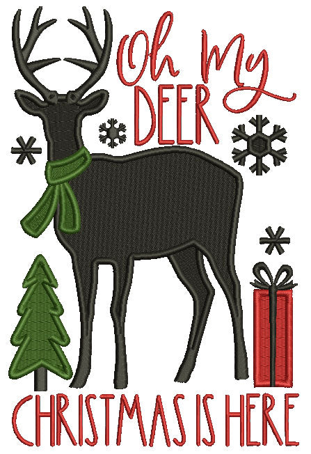 Oh My Deer Christmas Is Here Filled Machine Embroidery Design Digitized Pattern