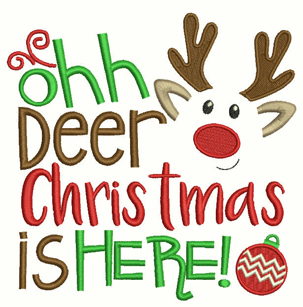 Ohh Deer Christmas Is Here Filled Machine Embroidery Design Digitized Pattern