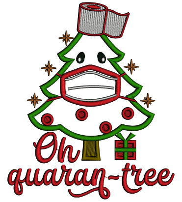 On Quarantine Christmas Tree Applique Machine Embroidery Design Digitized Pattern