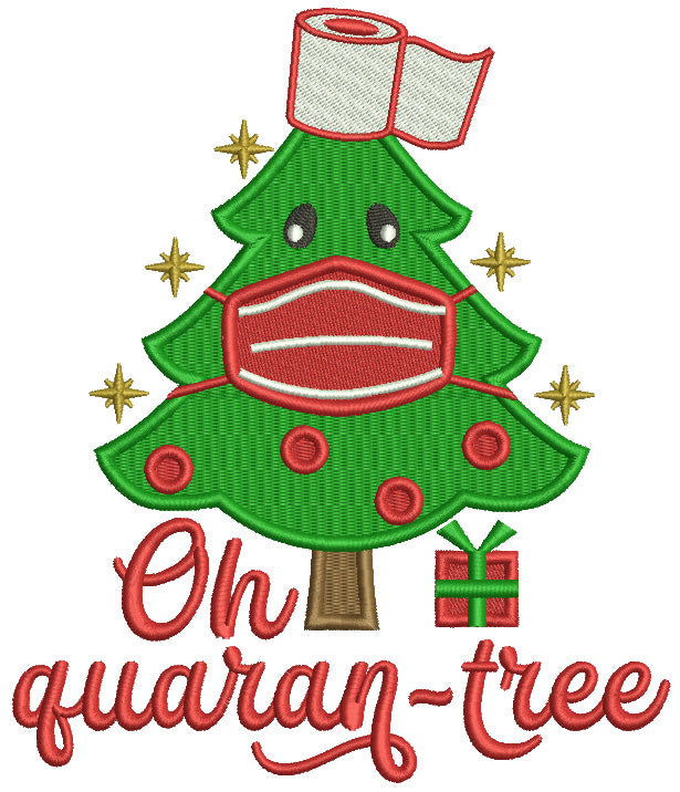 On Quarantine Christmas Tree Filled Machine Embroidery Design Digitized Pattern