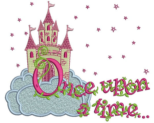 Once Upon a Time Princess Castle With Only Stars Filled Machine Embroidery Design Digitized Pattern