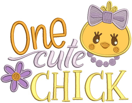 One Cute Chick And Flower Easter Applique Machine Embroidery Design Digitized Pattern