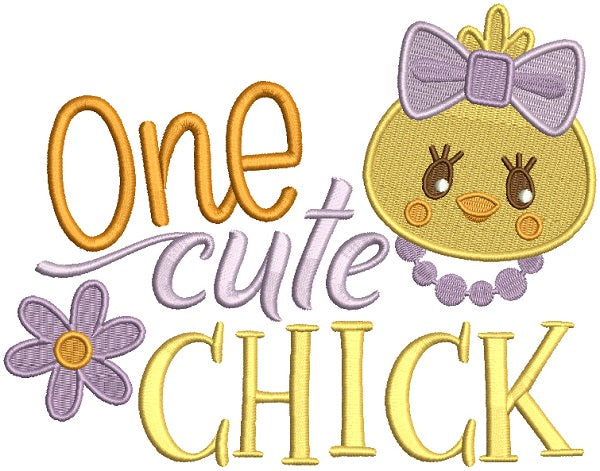 One Cute Chick And Flower Easter Filled Machine Embroidery Design Digitized Pattern