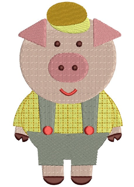 One Little Pig Filled Machine Embroidery Digitized Design Pattern