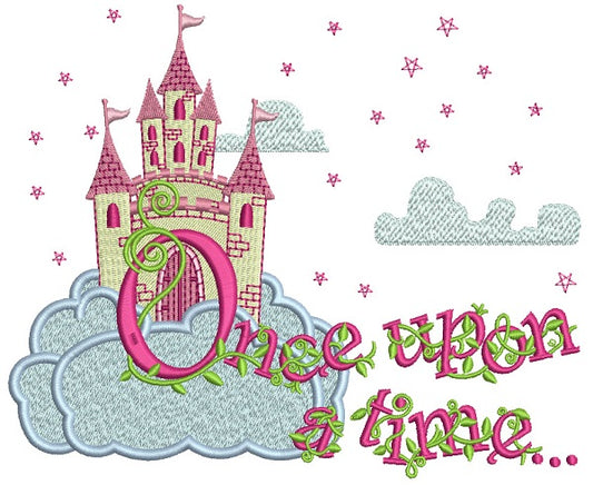 Once Upon a Time Fairy Tale Castle Filled Machine Embroidery Design Digitized Pattern