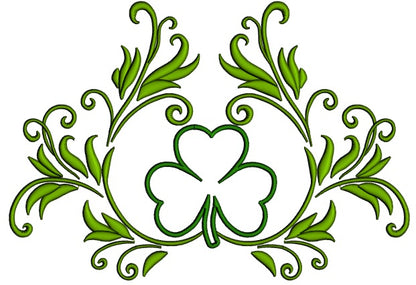 Ornamental Shamrock St. Patrick's Day Applique Machine Embroidery Design Digitized Pattern