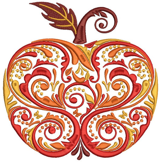 Ornate Apple Filled Machine Embroidery Design Digitized Pattern