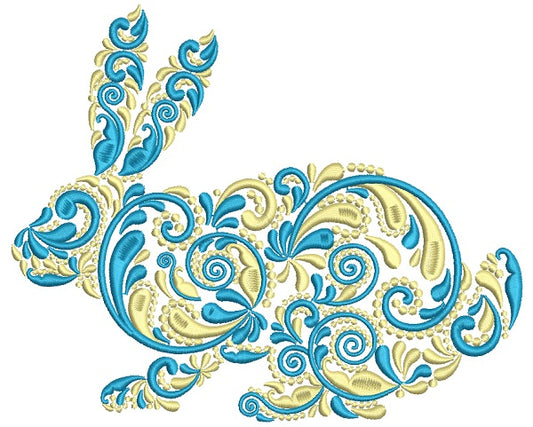 Ornate Bunny Filled Machine Embroidery Design Digitized Pattern