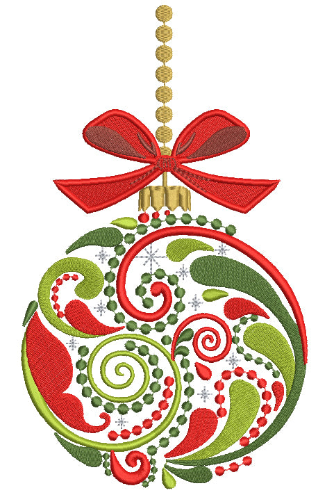 Ornate Christmas Ornament Filled Machine Embroidery Design Digitized Pattern