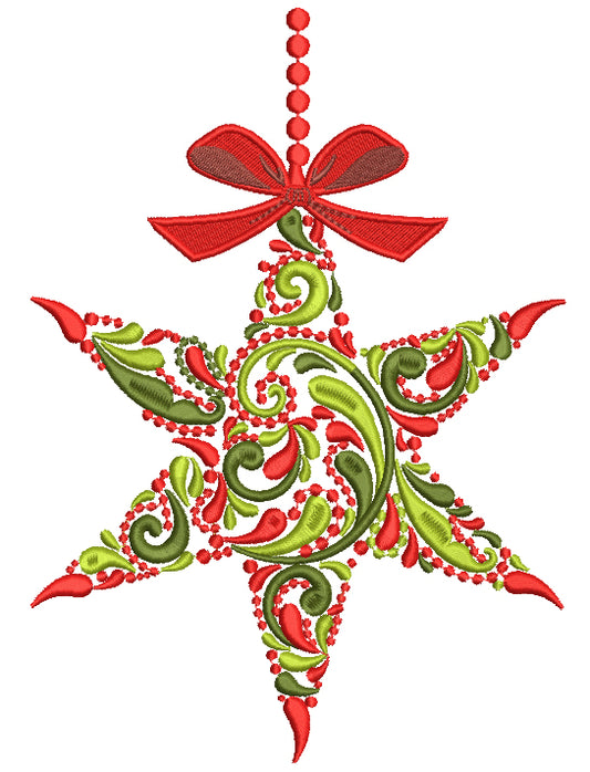 Ornate Christmas Star Filled Machine Embroidery Design Digitized Pattern