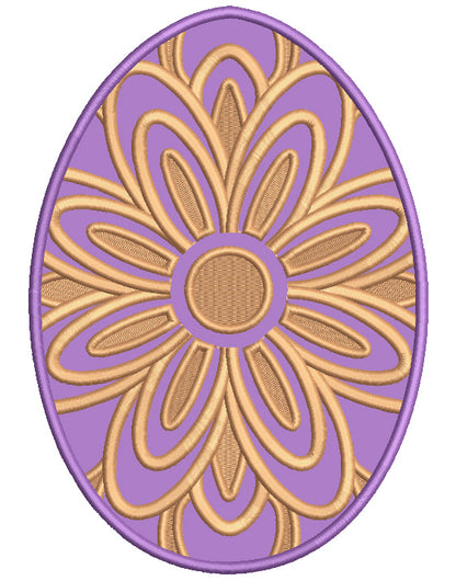 Ornate Easter Egg With a Flower Applique Machine Embroidery Design Digitized Pattern
