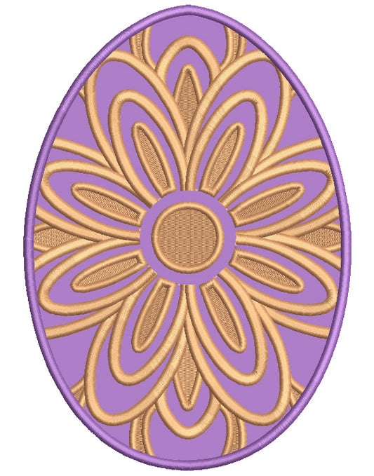 Ornate Easter Egg With a Flower Applique Machine Embroidery Design Digitized Pattern