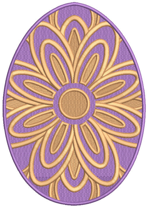 Ornate Easter Egg With a Flower Filled Machine Embroidery Design Digitized Pattern
