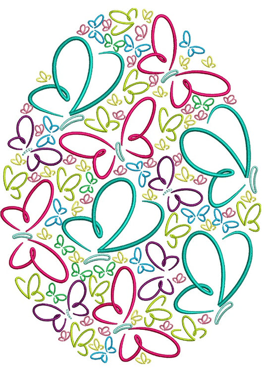 Ornate Egg With Butterflies Filled Machine Embroidery Design Digitized Pattern