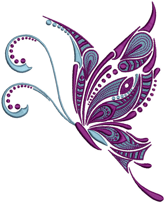 Ornate Fancy Butterfly Filled Machine Embroidery Design Digitized Pattern