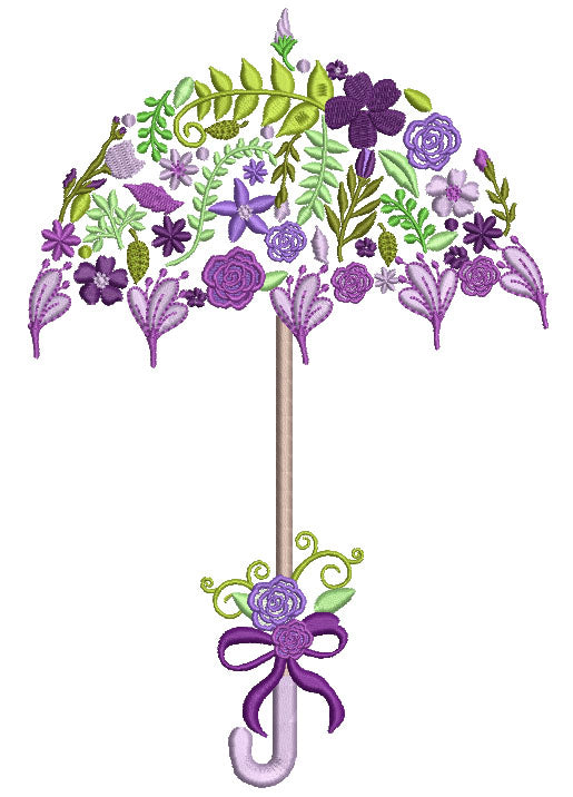 Ornate Flower Umbrella Filled Machine Embroidery Design Digitized Pattern