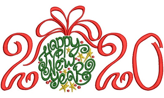 Ornate Happy New Year 2020 Filled Machine Embroidery Design Digitized Pattern