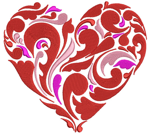 Ornate Heart Filled Machine Embroidery Design Digitized Pattern