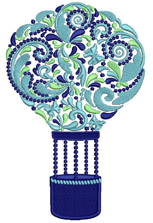 Ornate Hot Air Balloon Filled Machine Embroidery Design Digitized Pattern