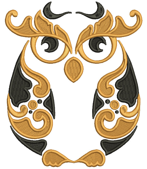 Ornate Owl Filled Machine Embroidery Design Digitized Pattern