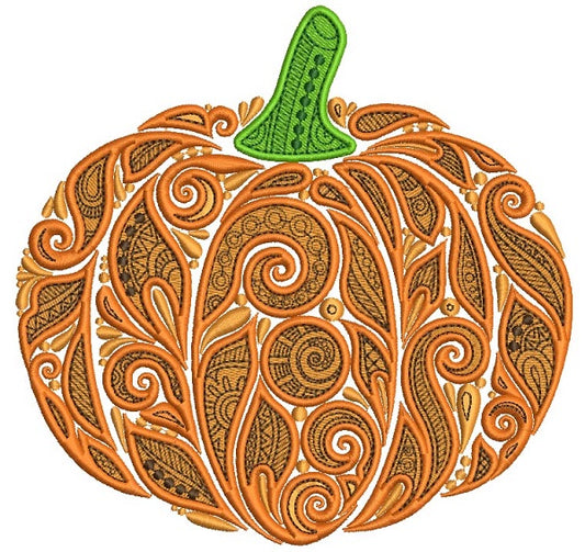 Ornate Pumpkin With Beautiful Patterns Thanksgiving Filled Machine Embroidery Design Digitized Pattern