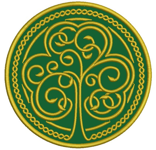 Ornate Shamrock Emblem Applique Machine Embroidery Design Digitized Pattern