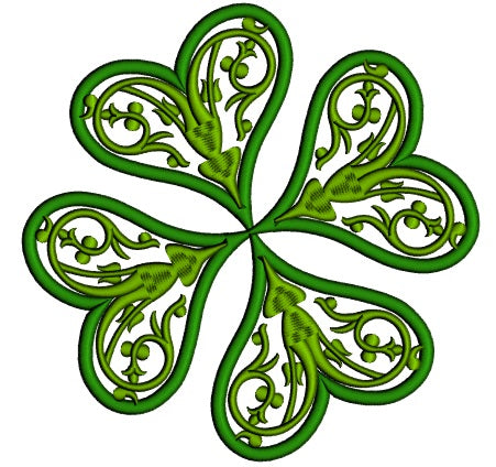 Ornate Shamrock St. Patrick's Day Applique Machine Embroidery Design Digitized Pattern