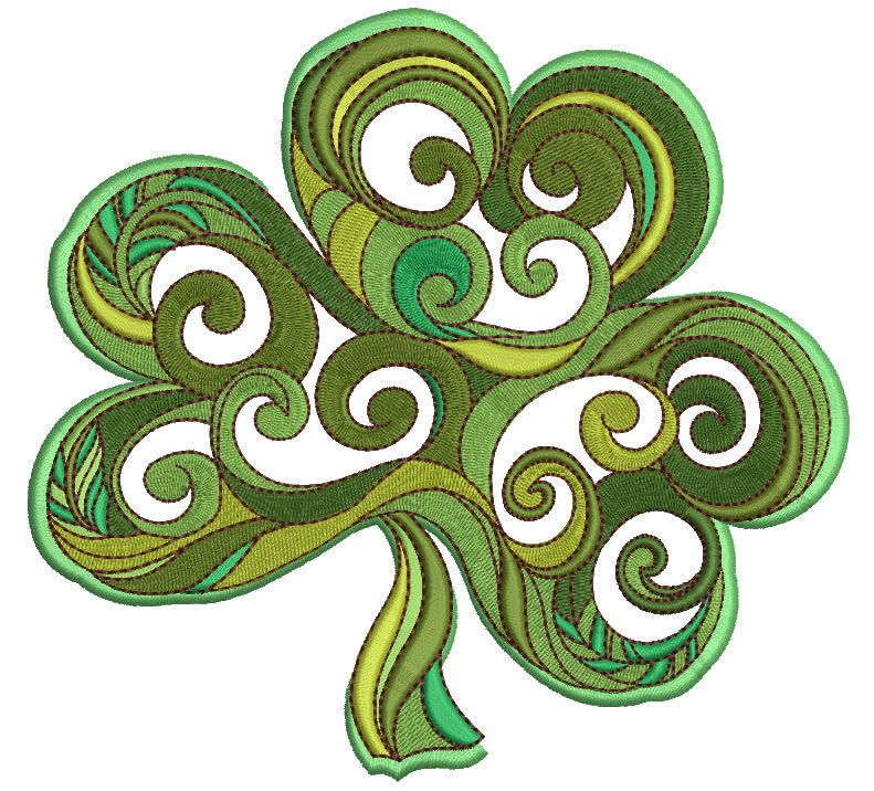 Ornate Shamrock St. Patrick's Filled Machine Embroidery Design Digitized
