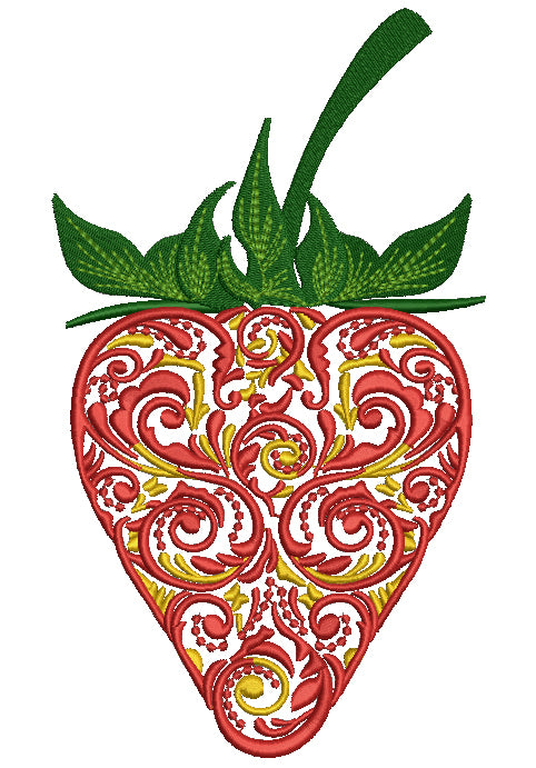 Ornate Strawberry Filled Machine Embroidery Design Digitized Pattern