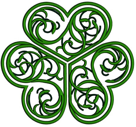 Ornate Vines Shemrock St. Patrick's Day Applique Machine Embroidery Design Digitized Pattern