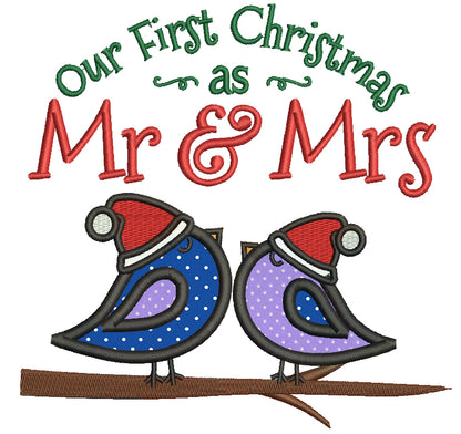 Our First Christmas as Mr and Mrs Applique Machine Embroidery Digitized Design Pattern