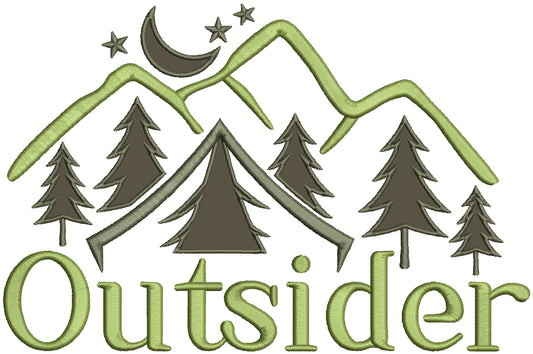 Outsider Mountains And Trees Applique Machine Embroidery Design Digitized Pattern