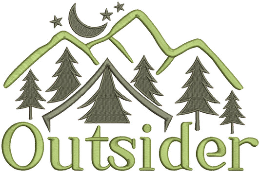 Outsider Mountains And Trees Filled Machine Embroidery Design Digitized Pattern