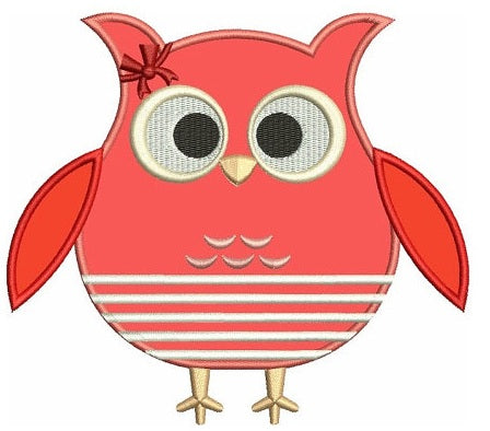 Owl Applique with stripes Machine Embroidery Digitized Design Pattern - Instant Download - comes in three sizes 4x4 , 5x7, 6x10 hoops
